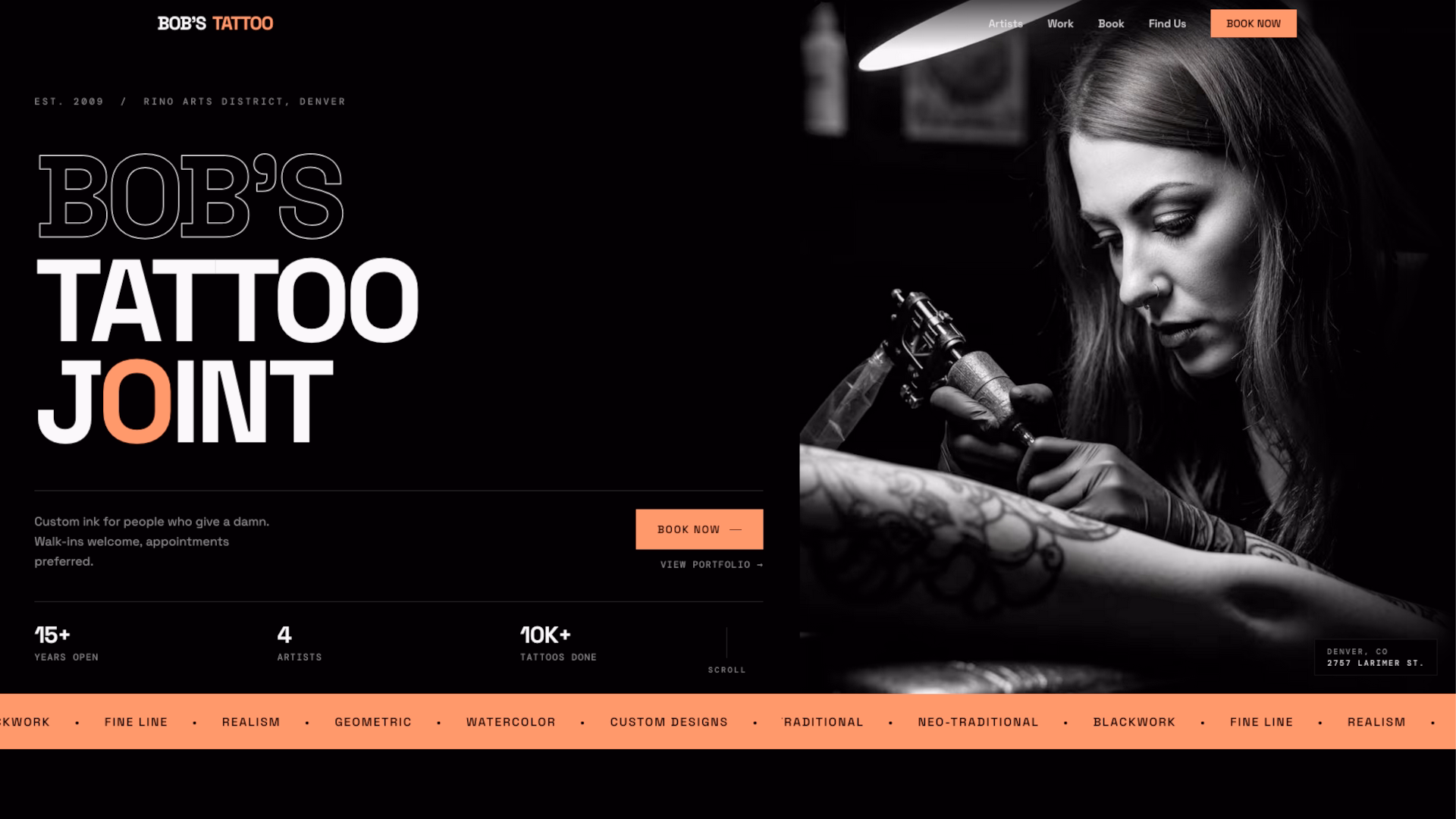 Bob's Tattoo Joint — site preview